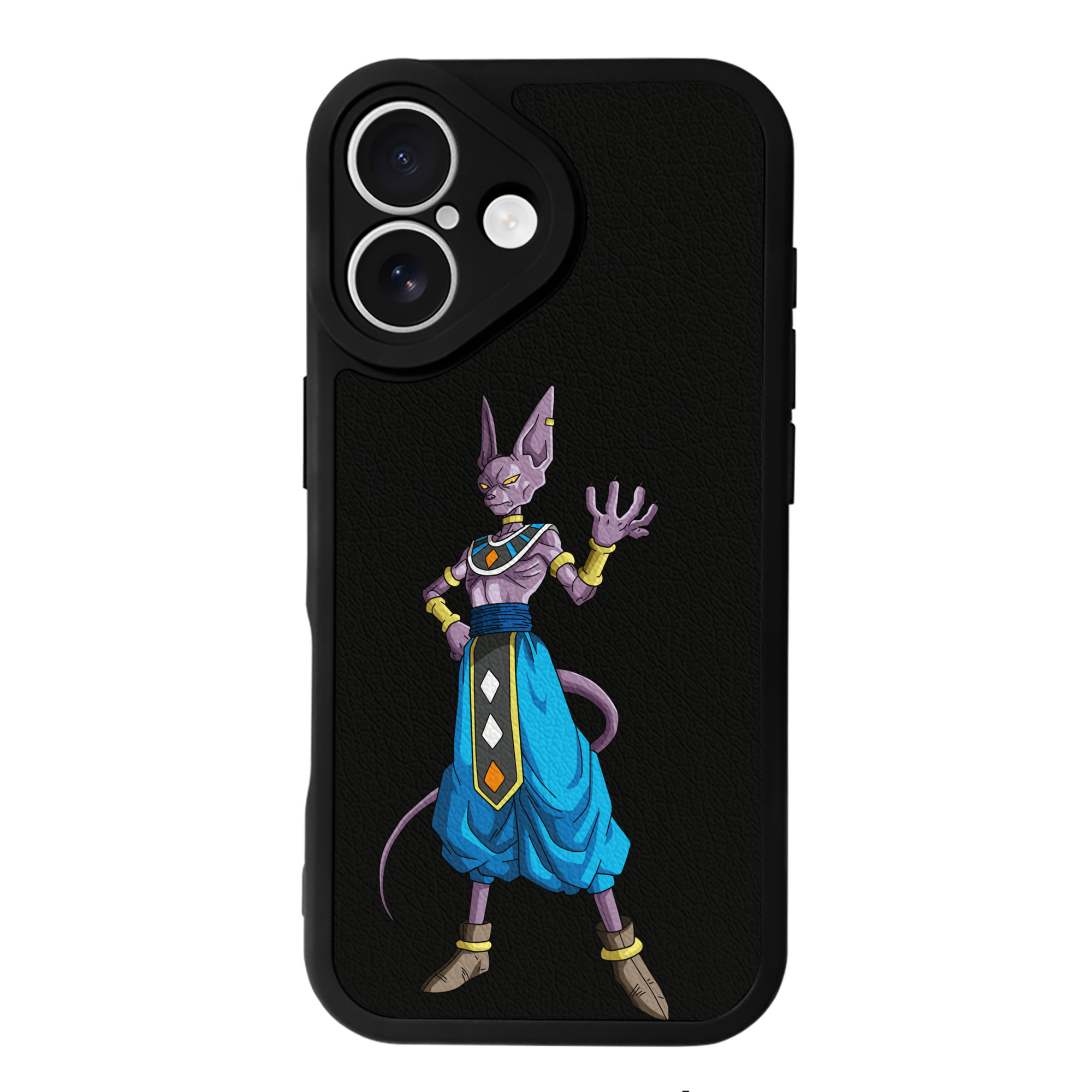 （画像用） ドラゴンボール ビルス 破壊神ビルス DRAGON BALL Beerus Birusu 【iPhone 16シリーズ対応】シリコンスマホケース（レザー調） 材質：シリコン